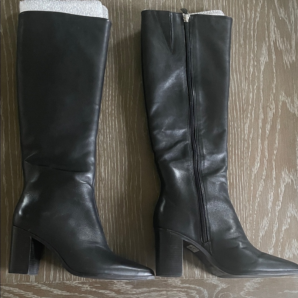 SCHUTZ Black Heeled Leather Boots - Picture 2 of 7